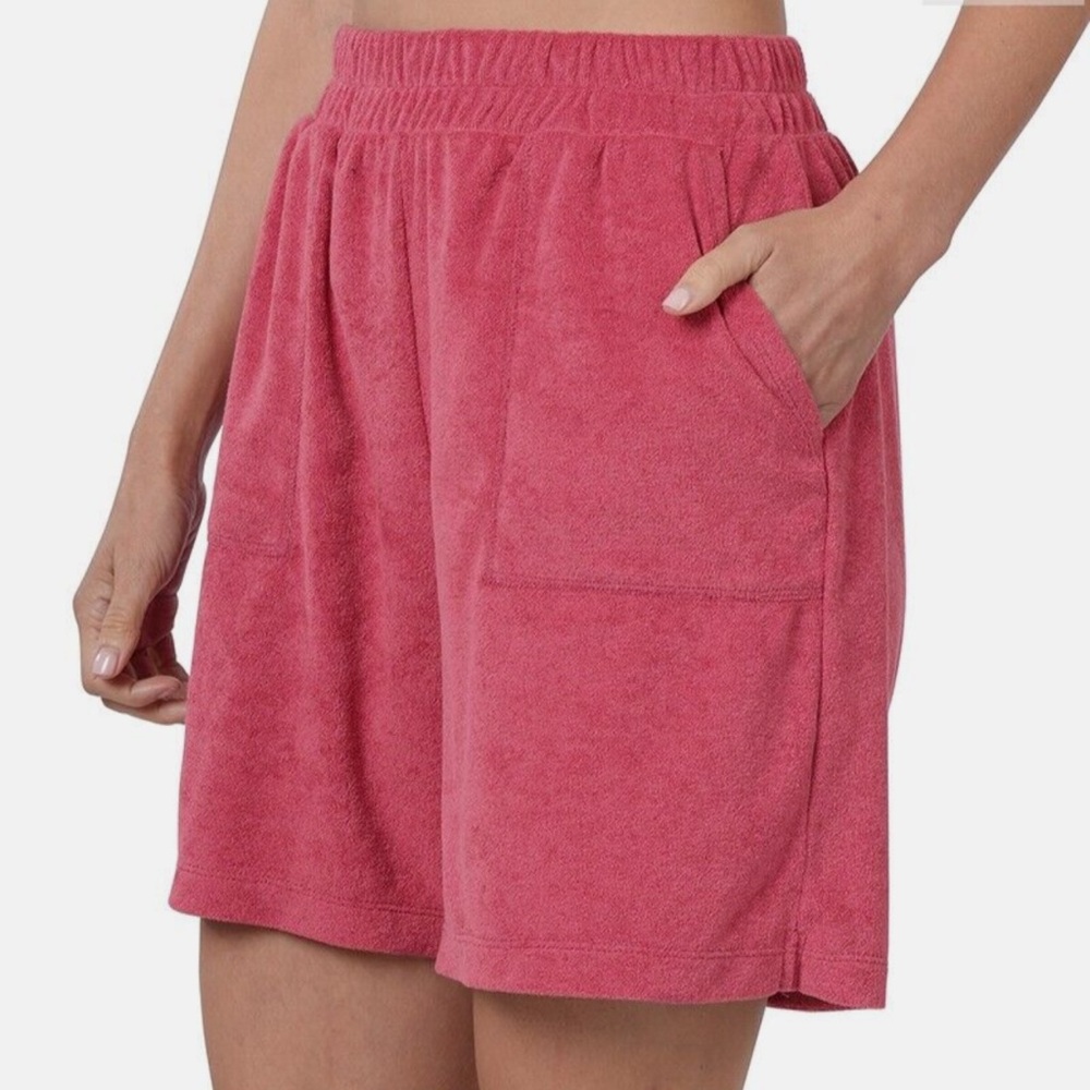 Zenana Coral Terry Shorts